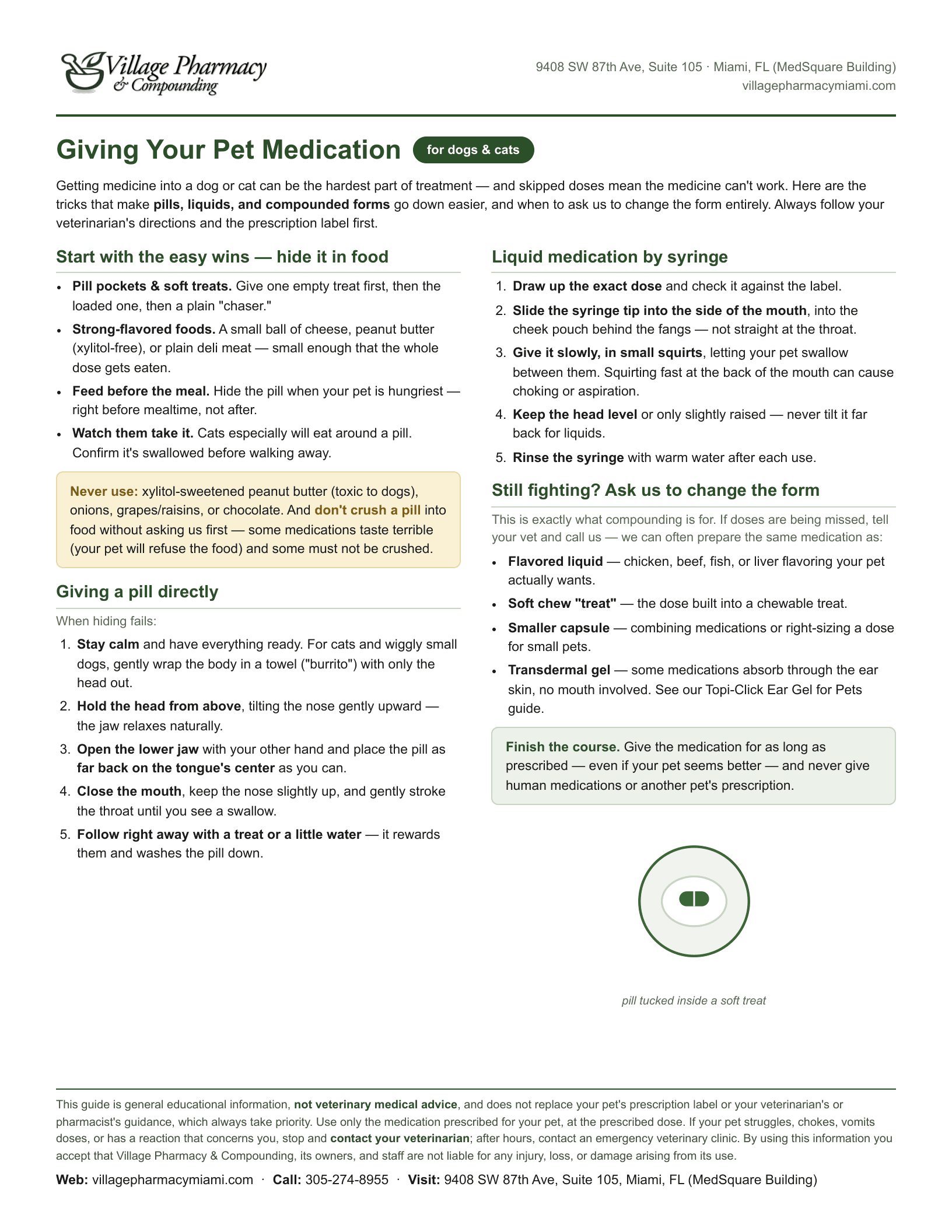 Giving Your Pet Medication — printable PDF preview
