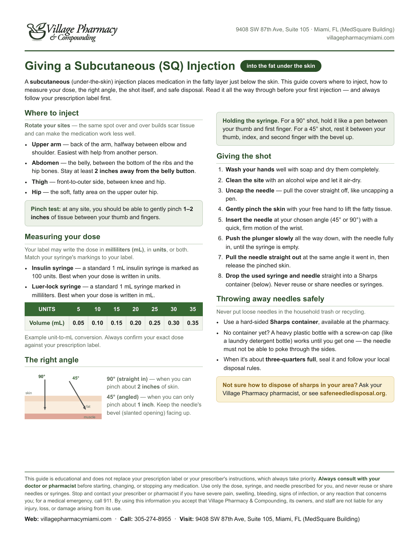 Subcutaneous Injection Guide — printable PDF preview