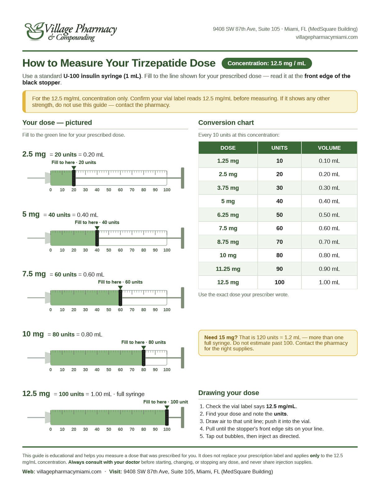 Tirzepatide Dosing Guide — printable PDF preview