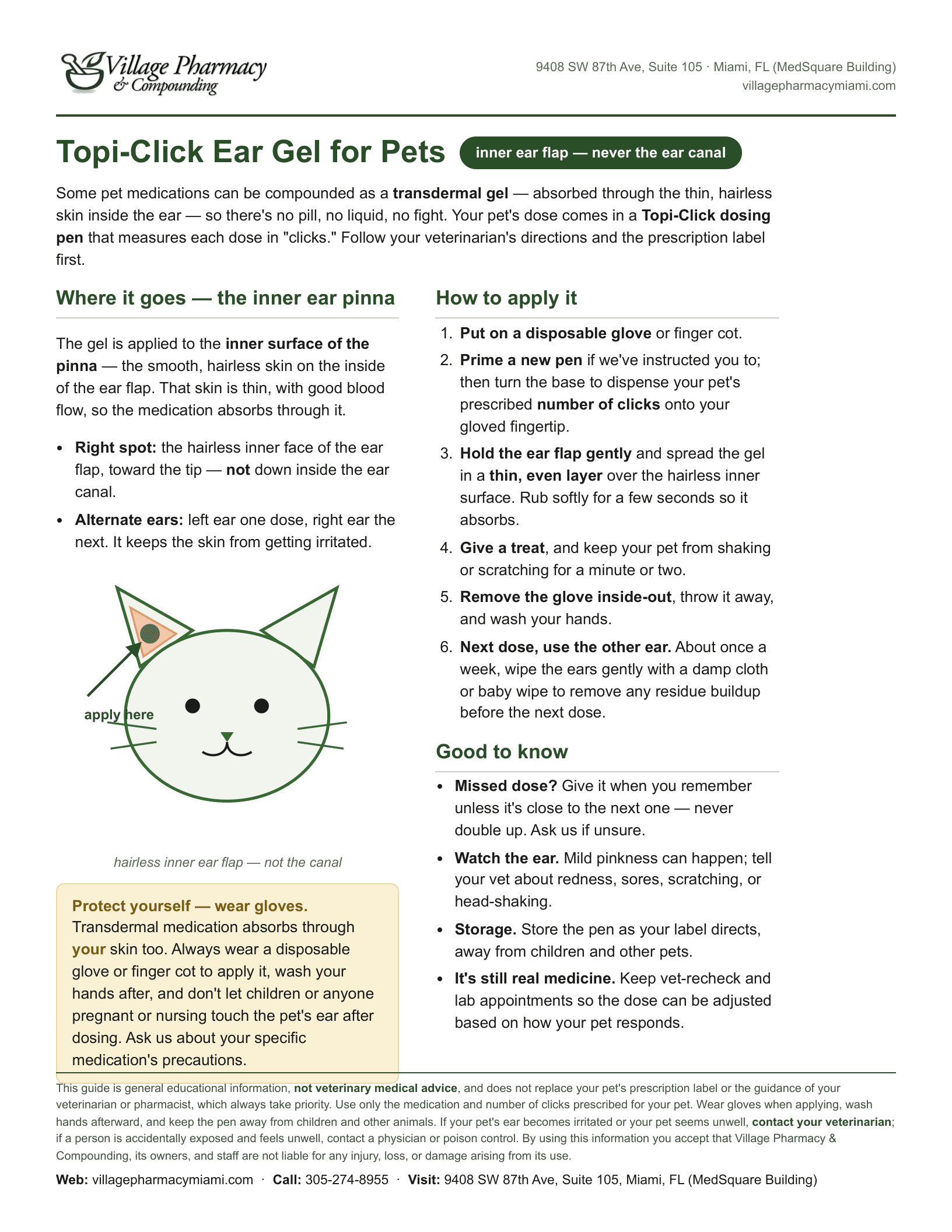 Topi-Click Ear Gel for Pets — printable PDF preview