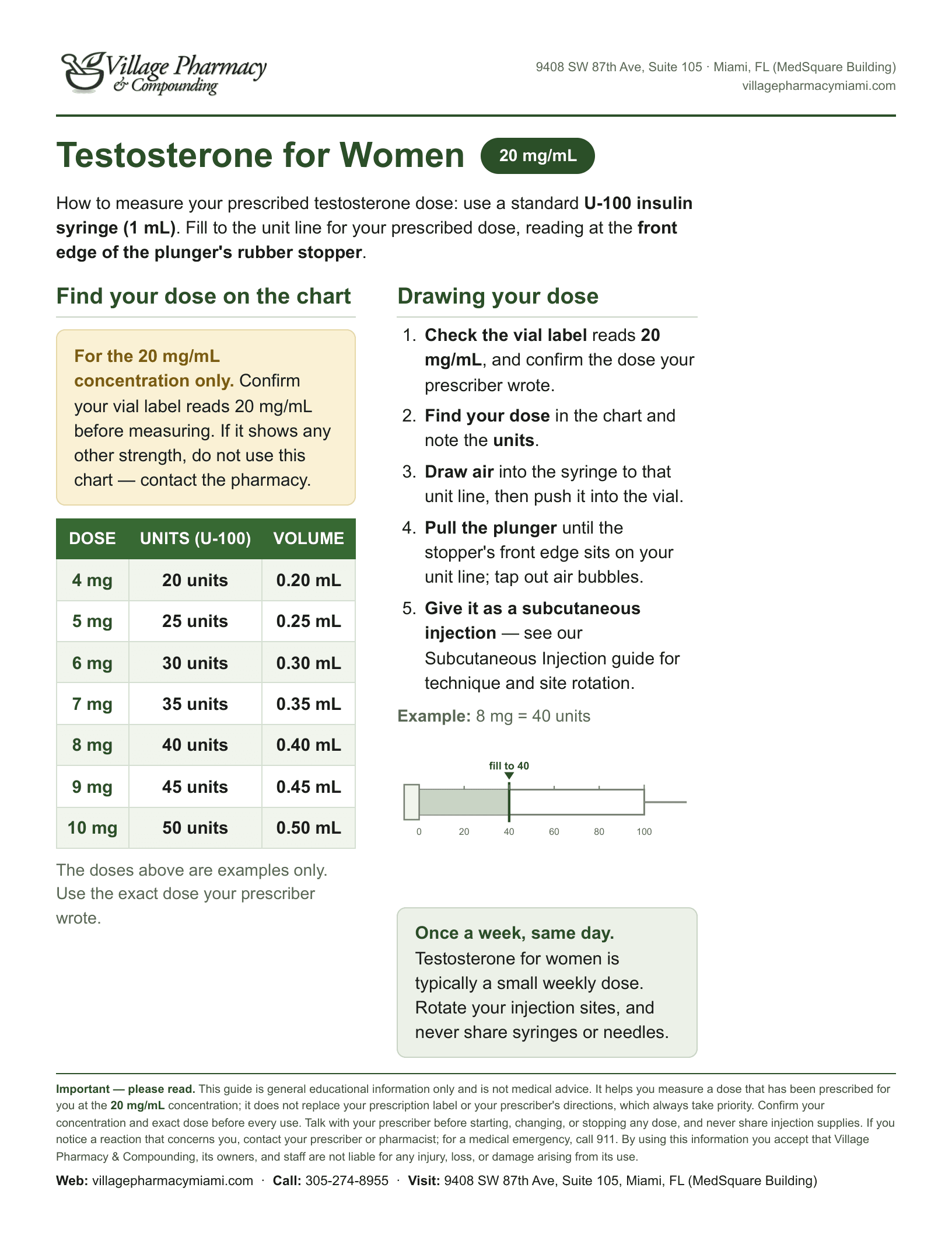 Testosterone for Women (20 mg/mL) — printable PDF preview